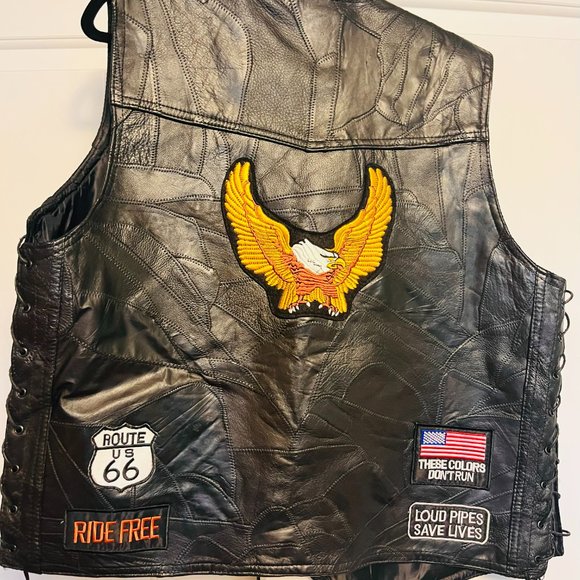 Rebel Ryder Black Leather Biker Vest – “Born to Be Wild” – Unisex XXL - Picture 6 of 9